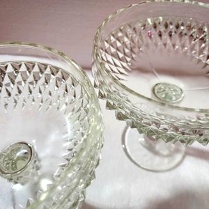 Vintage Indiana Glass Confections Diamond Point Candy Dish Pedastal, Two